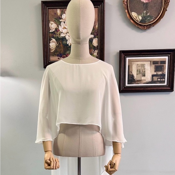 etsy Tops - Women's White Layered Chiffon cape